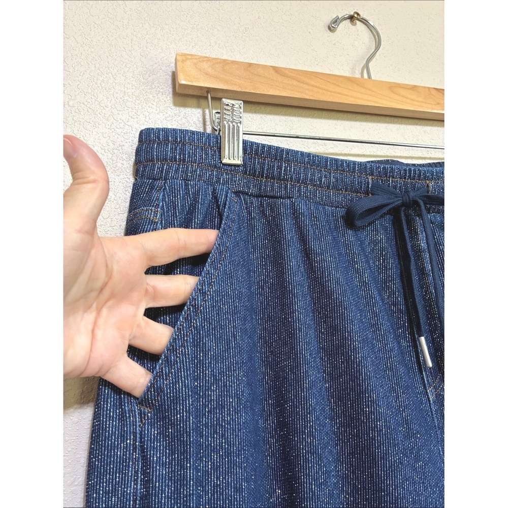 Halara Flex L Low Rise Drawstring Wide Leg Silver Shine Casual Sweatpants Jeans - Picture 5 of 12